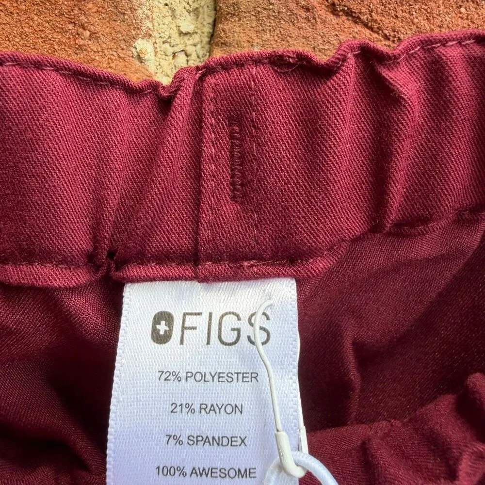 FIGS Men's Pisco Basic Straight Leg Structured Fit Scrub Pants Burgundy S NWT